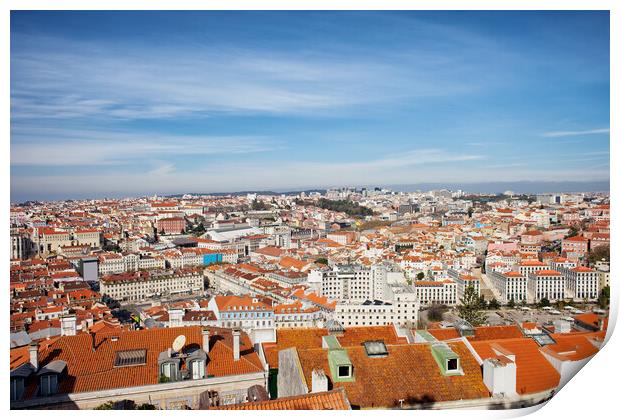 City of Lisbon Cityscape in Portugal Print by Artur Bogacki