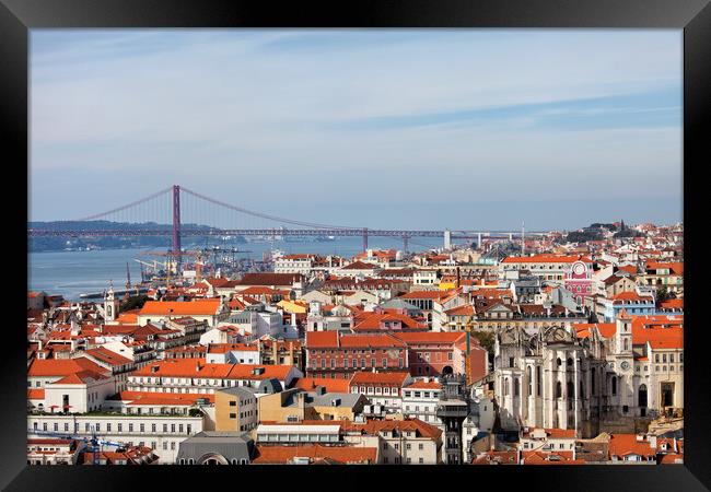 City of Lisbon from Above in Portugal Framed Print by Artur Bogacki