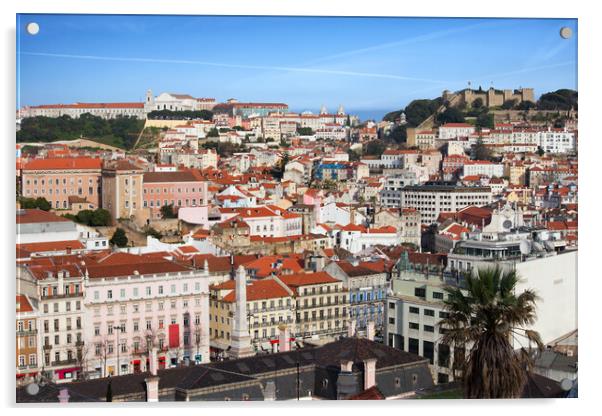 City of Lisbon Cityscape Acrylic by Artur Bogacki