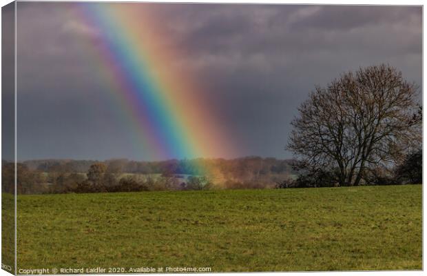 Double Rainbows End at Whorlton Canvas Print by Richard Laidler