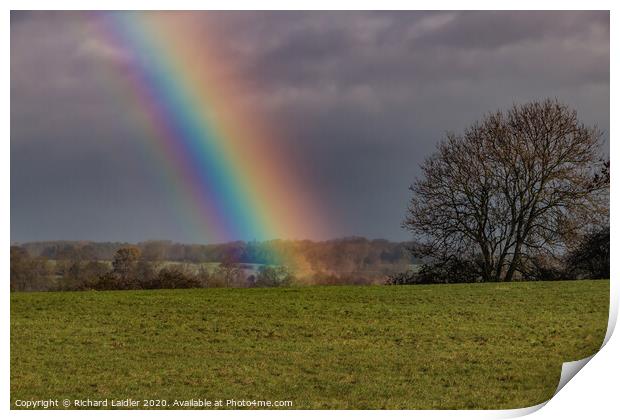 Double Rainbows End at Whorlton Print by Richard Laidler