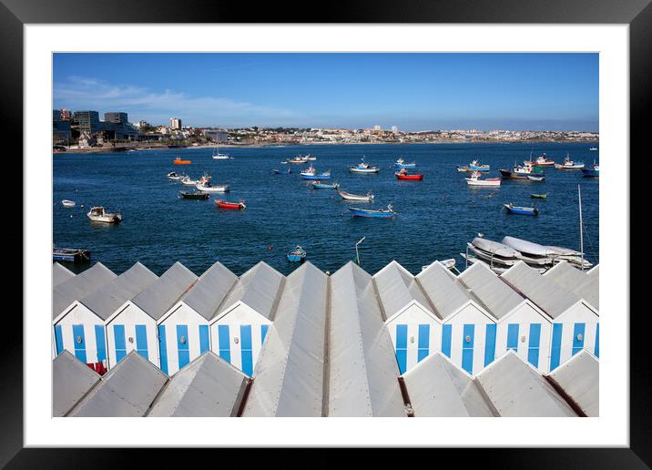 Sheds and Boats Moored at Bay in Cascais Framed Mounted Print by Artur Bogacki