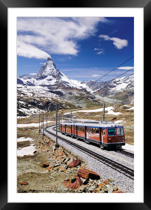 Matterhorn Train. Framed Mounted Print by Ashley Cooper