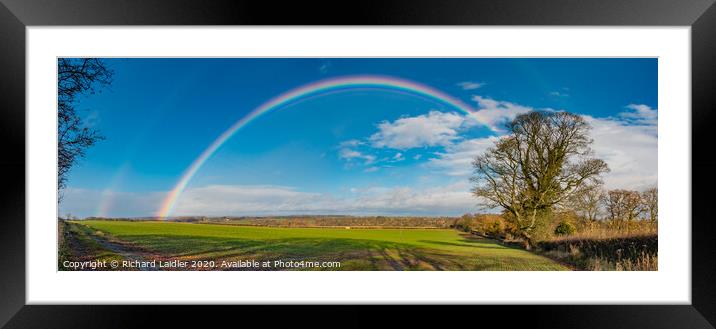 Double Rainbow at Thorpe Panorama Framed Mounted Print by Richard Laidler
