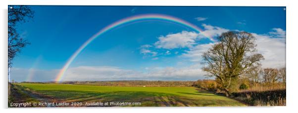 Double Rainbow at Thorpe Panorama Acrylic by Richard Laidler