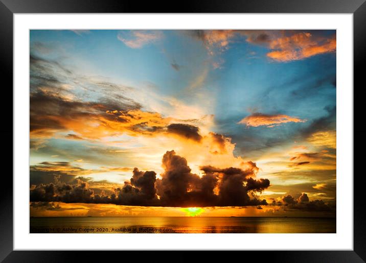 Tuvalu sunset. Framed Mounted Print by Ashley Cooper