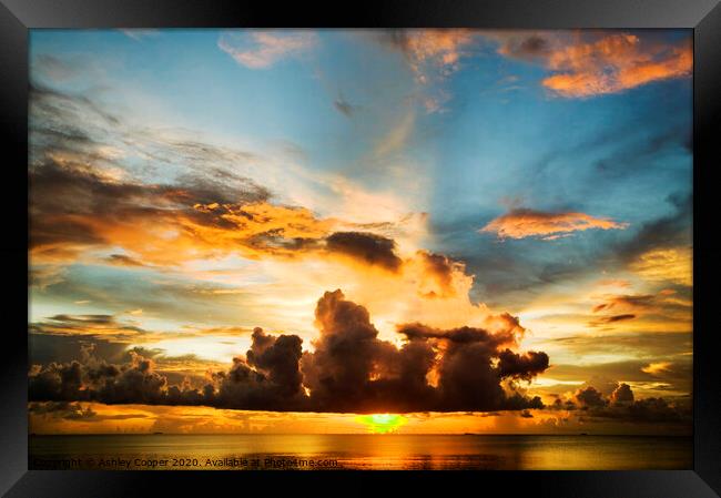 Tuvalu sunset. Framed Print by Ashley Cooper