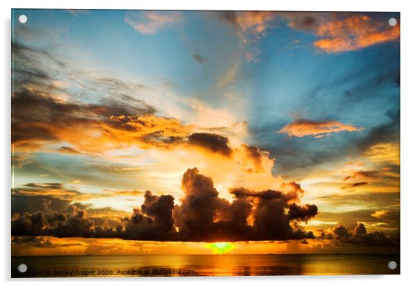 Tuvalu sunset. Acrylic by Ashley Cooper