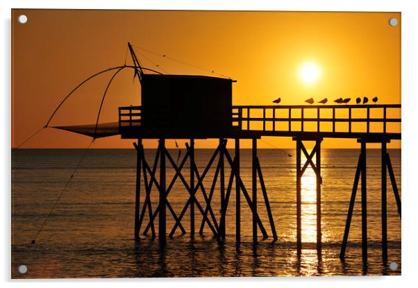 Fishing Hut at Sunset Acrylic by Arterra 