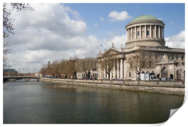Four Courts and River Liffey in Dublin Print by Artur Bogacki
