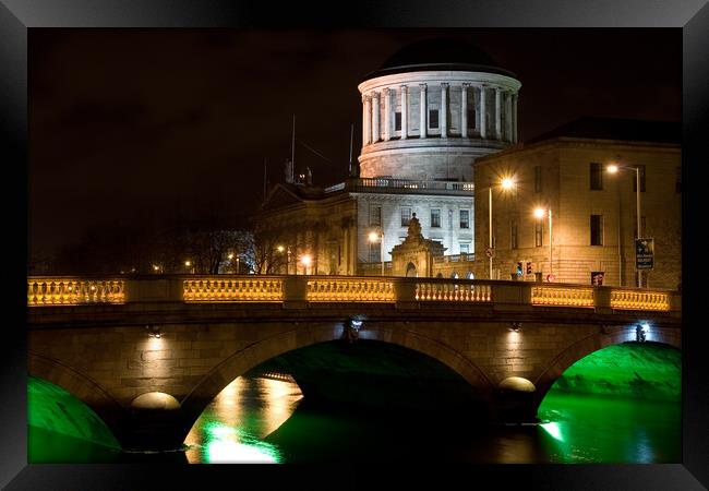 City of Dublin at Night in Ireland Framed Print by Artur Bogacki
