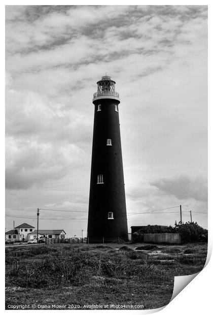 Dungeness lighthouse Print by Diana Mower