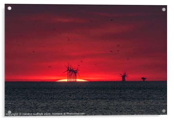 Turbine Sunset Acrylic by Caroline James