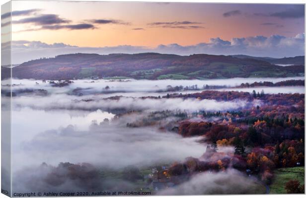 Autumnal mists. Canvas Print by Ashley Cooper