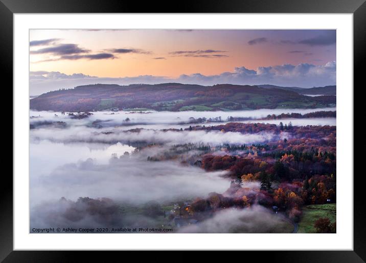Autumnal mists. Framed Mounted Print by Ashley Cooper