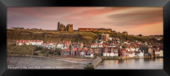 Evening light whitby-Pano Framed Print by kevin cook