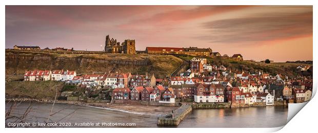 Evening light whitby-Pano Print by kevin cook