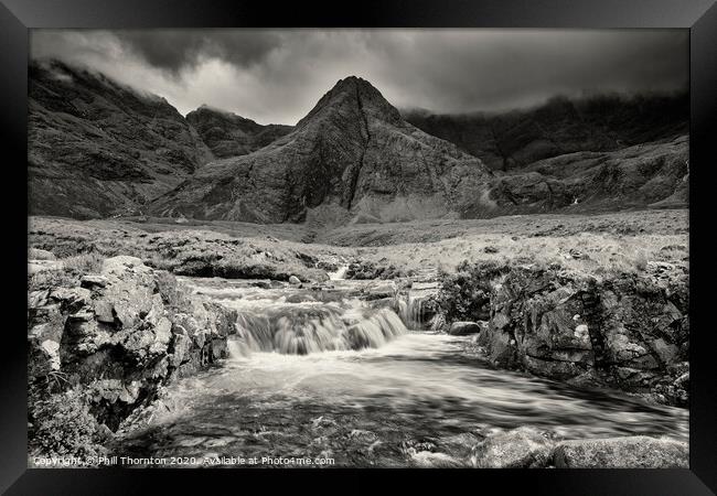 Calm before the storm, Fairy Pools. No. 2 B&W. Framed Print by Phill Thornton