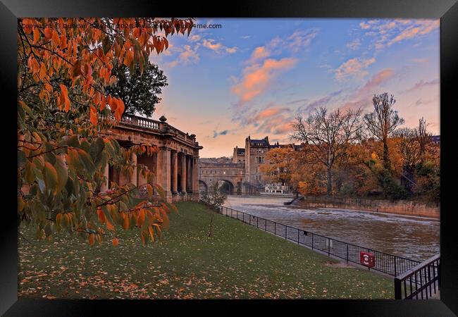 Autumn at Pulteney Weir Bath Framed Print by Duncan Savidge