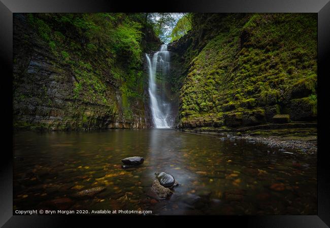 Sgwd Einion gam, the fall of the crooked anvil waterfall Framed Print by Bryn Morgan