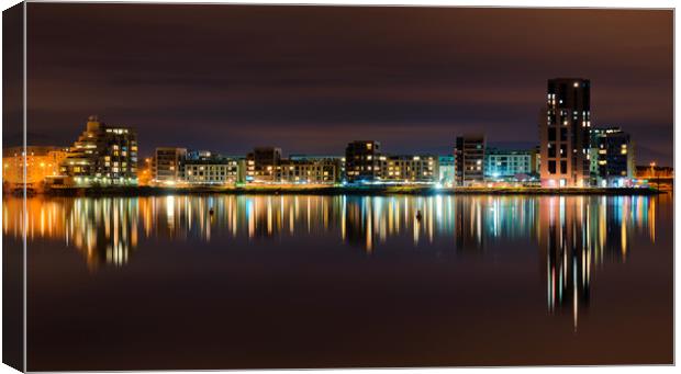 Cardiff reflections  Canvas Print by Dean Merry