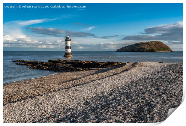 Penmon Point Lighthouse Anglesey Print by Adrian Evans