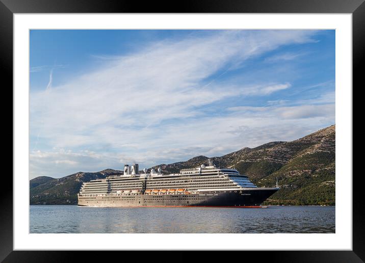 Holland America Line cruise ship on the Peljesac channel Framed Mounted Print by Jason Wells