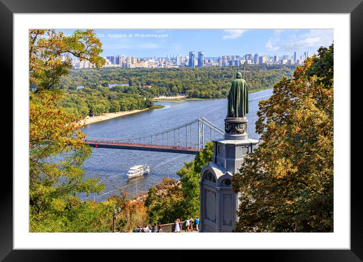View of the Dnipro River and the left bank of Kyiv from the height of the Volodimir Girka. Framed Mounted Print by Sergii Petruk