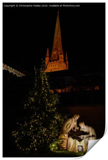 Norwich Cathedral at Christmas  Print by Christopher Keeley