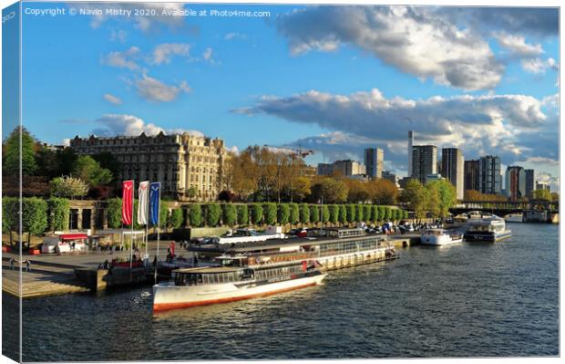 Paris, France River Seine Canvas Print by Navin Mistry