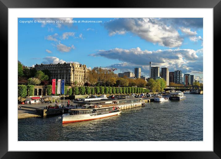 Paris, France River Seine Framed Mounted Print by Navin Mistry