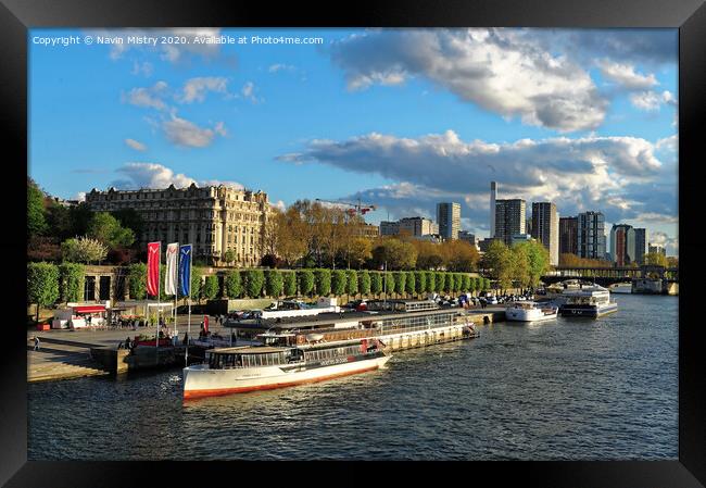 Paris, France River Seine Framed Print by Navin Mistry