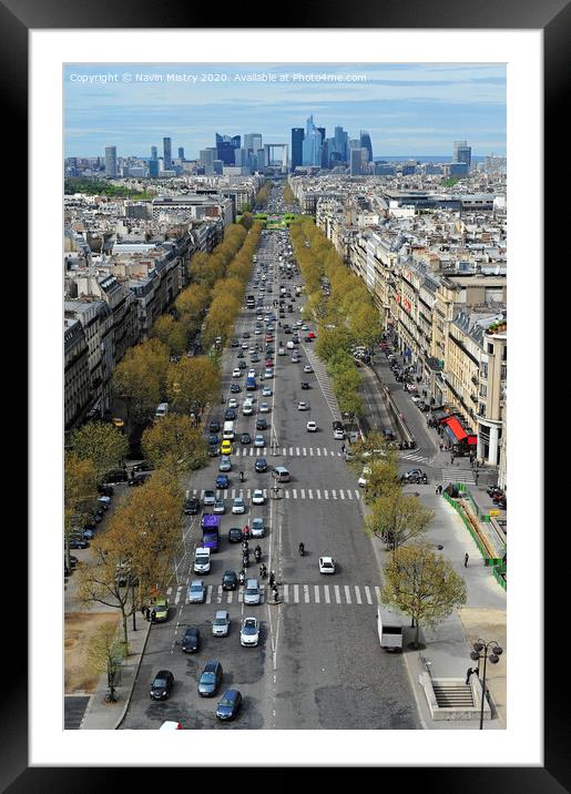 Avenue Charles de Gaulle, Paris (seen from the Arch de Arc de Triomphe) Framed Mounted Print by Navin Mistry