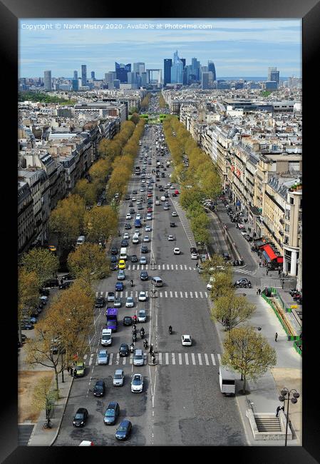 Avenue Charles de Gaulle, Paris (seen from the Arch de Arc de Triomphe) Framed Print by Navin Mistry