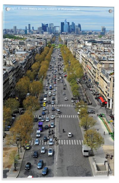Avenue Charles de Gaulle, Paris (seen from the Arch de Arc de Triomphe) Acrylic by Navin Mistry