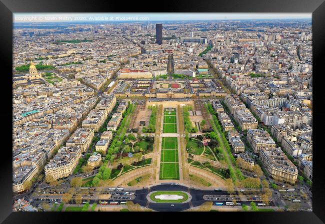 Paris Skyline taken from the Eiffel Tower Framed Print by Navin Mistry