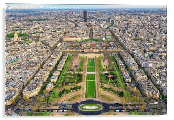 Paris Skyline taken from the Eiffel Tower Acrylic by Navin Mistry