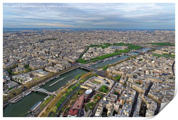 Paris Skyline (taken from the Eiffel Tower) Print by Navin Mistry