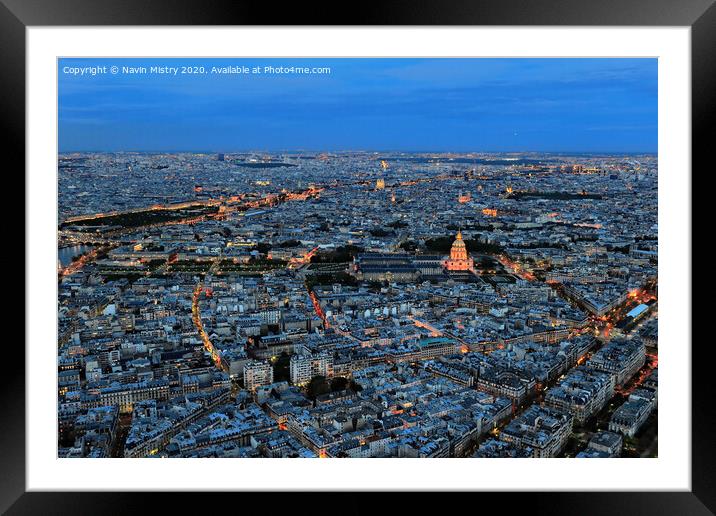 Paris Skyline Framed Mounted Print by Navin Mistry