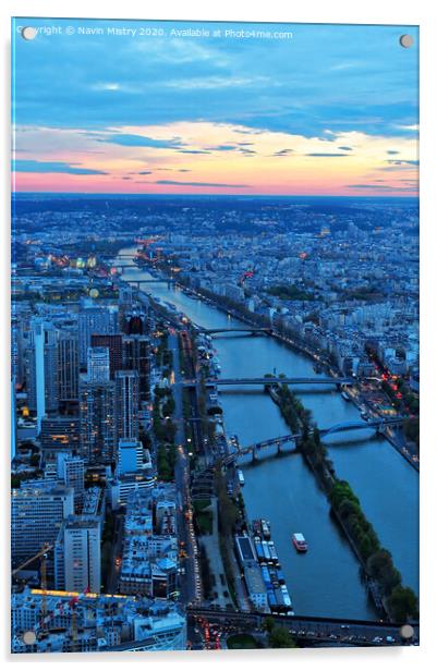 Paris Skyline seen at Dusk from the Eiffel Tower Acrylic by Navin Mistry