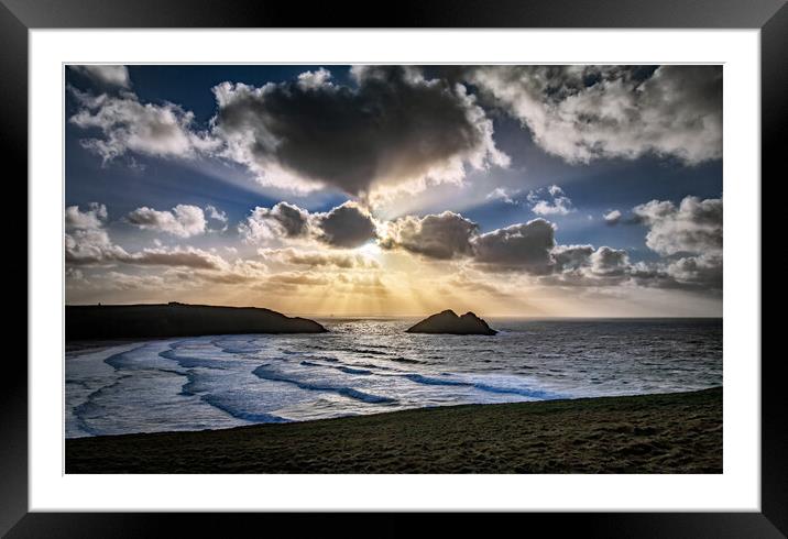 Holywell Bay Sunset Framed Mounted Print by Alan Barker