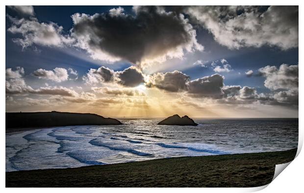 Holywell Bay Sunset Print by Alan Barker