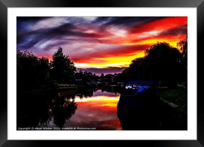Ely Riverside Dramatic Sunset Framed Mounted Print by Alison Whelan