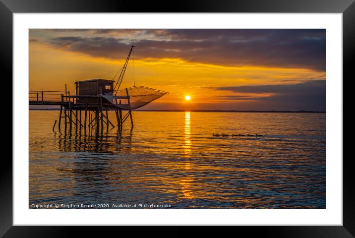 Golden hour sunset on the Gironde Estuary, France. Framed Mounted Print by Stephen Rennie