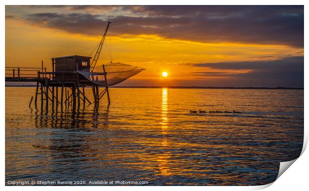 Golden hour sunset on the Gironde Estuary, France. Print by Stephen Rennie