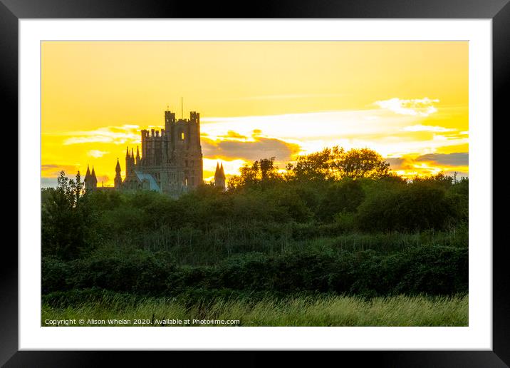 Ely Cathedral at Sunset Framed Mounted Print by Alison Whelan
