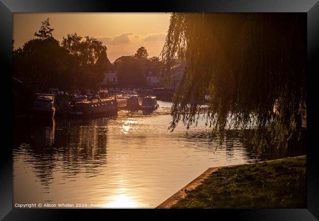 Great Ouse, Ely at sunset Framed Print by Alison Whelan