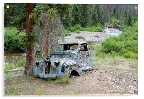 Old Forgotten Studebaker Acrylic by JUDY LACEFIELD