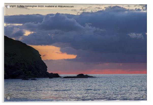 Sunset over Poldhu Cove Acrylic by Pete Hemington