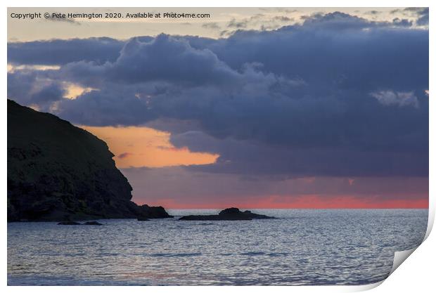 Sunset over Poldhu Cove Print by Pete Hemington